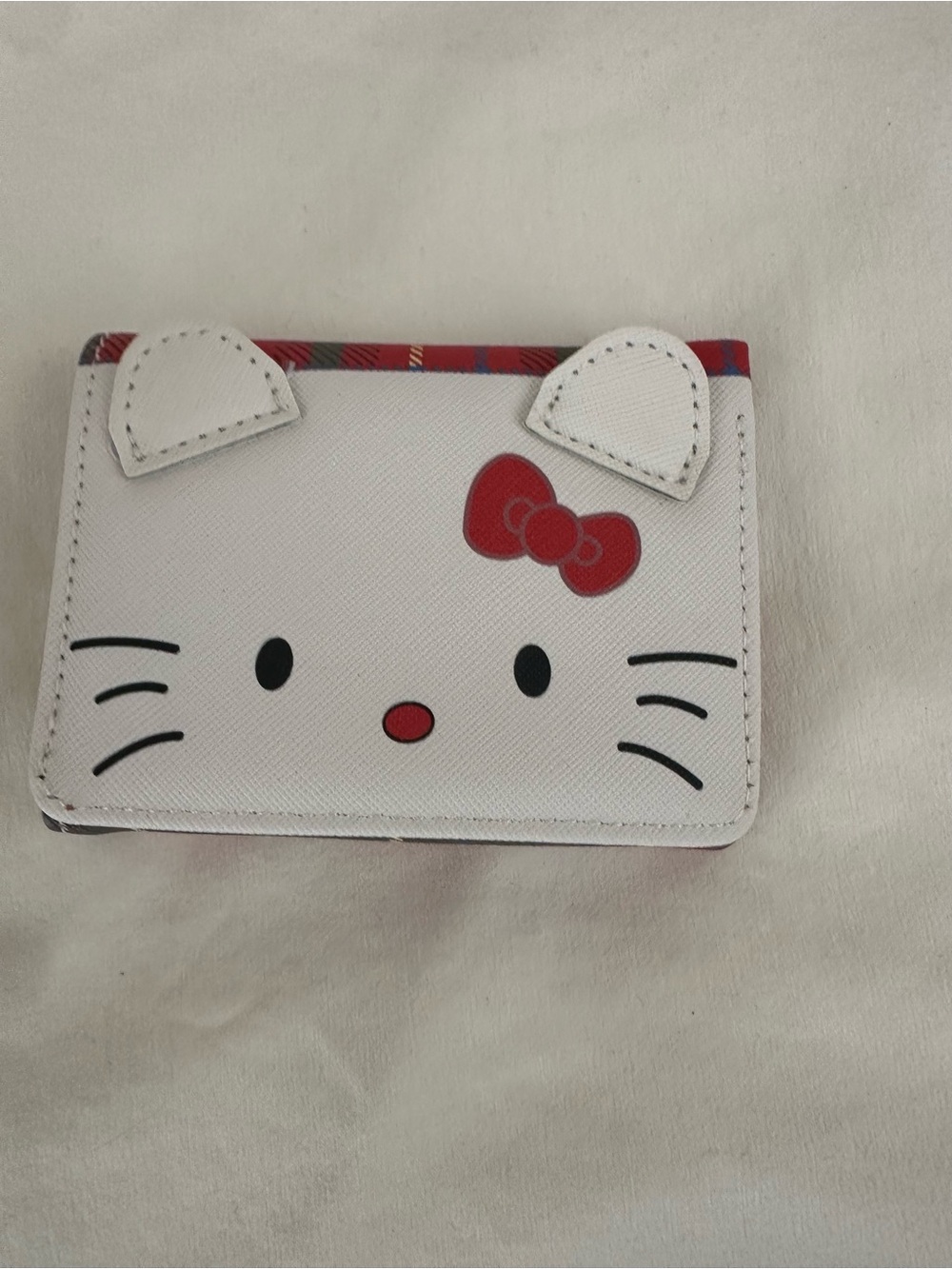 Hello Kitty White Card Wallet with Red Bow Accent